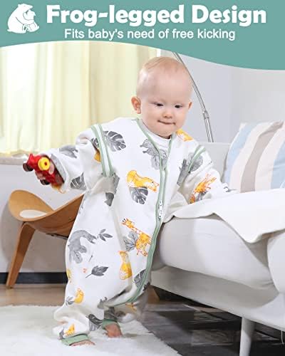 Lictin Baby Sleeping Bag with Feet 2.5TOG-Baby Wearable Blanket Split Leg, Baby Grow Bag with Removable Sleeves, Sleeping Sack for Baby (75-95cm)