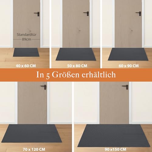 Zenacasa - Fußmatte Außen und Innen 50x80 cm - rutschfest, Saugfähig & Maschinenwaschbar - Schmutzfangmatte & Fußmatten Oeko-Tex Zertifiziert - Fussmatte Innen - Anthrazit