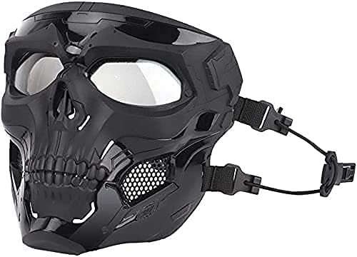 Tactical Skull Mask and Fast Paintball Helmet Set, Full-Face Protection is Suitable for Outdoor Activities Such As Paintball Shooting and CS Games