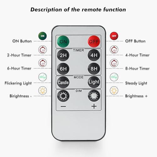 Image of Rhytsing 7 inches Flameless Window Candles with Suction Cups for Christmas, Battery Operated LED Taper Candles with Timer and Dimmable Function, Wax Dripping Design, Remote Control Included - Set of 6