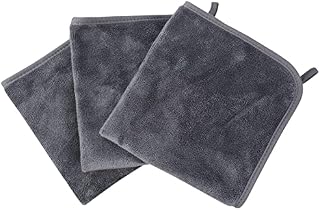 KinHwa Microfibre Face Cloth Reusable Facial Cleaning Wipes Soft Makeup Remover Cloths for Skin Face Care 30x30cm 3 Pack Grey