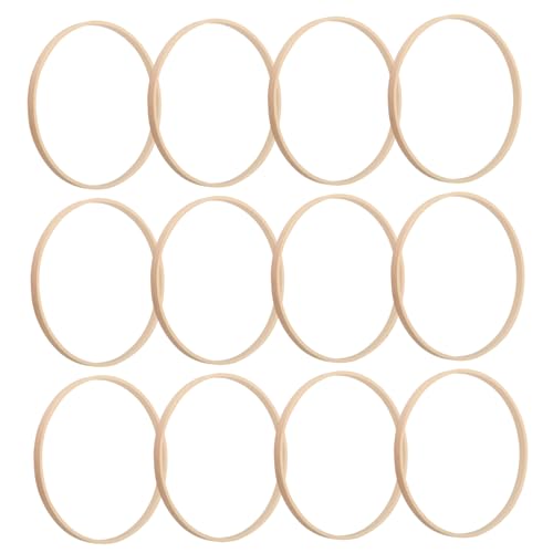 12 Piezas De Aros De Bambú De Bambú De 6 Pulgadas Anillos De Receptor De Ensueño De 6 Pulgadas Macrame Floral Hoop Para Diy Wedding Weding Wall Hanging Craft Bamboo Hoops, Dream Catcher Rings, Wooden