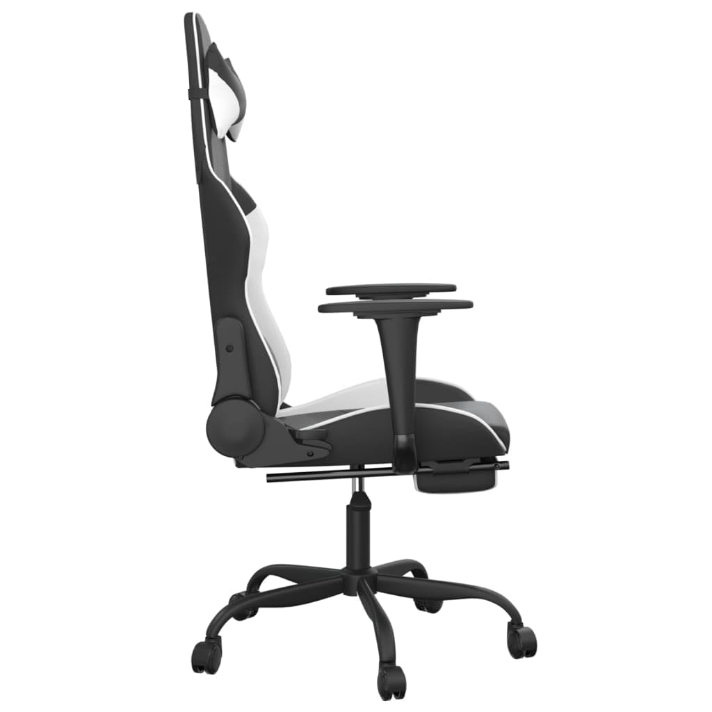 Gecheer Sedia Gaming Massaggiante Poggiapiedi Nero e Bianco Similpelle,Poltrona Massaggiante,Relax,Reclinabile,da TV,per Anziani,Poltrona Reclinabile,Poltrona da TV,Poltrona da Massaggio,P345416