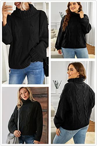 Image of Dokotoo Womens 2026 Winter Fall Solid Turtleneck High Neck Balloon Long Sleeve Sweaters Pullover Outerwear