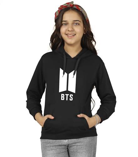 Image of KYDA KIDS Girls Cotton Hooded Neck Hoodies - Sweatshirt with Hoodies Full Sleeves Girls Winter Wear, Long Sleeve Sweatshirts for Girls - Regular Fit