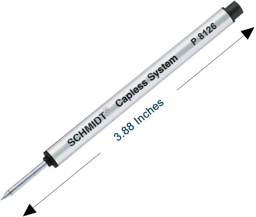 Schmidt Short P8126 Capless Rollerball Refill - Black - 3 Pack
