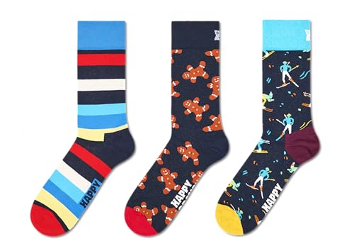 Happy Socks 3-Pack Holiday Socks, Blue, M/L