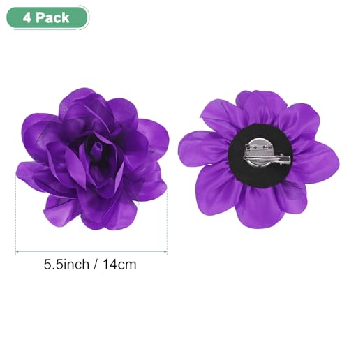 Image of M METERXITY Large Women's Brooches Lapel Pin, Lapel Pins Dainty Satin Fabric Big Camellia Flower Hair Clip Dancer Pin Up for Hats /Parties /Clothes /Jewelry
