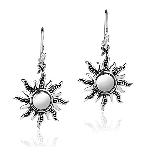 Boucles d'oreilles argent 925 soleil pendantes de haute qualité
