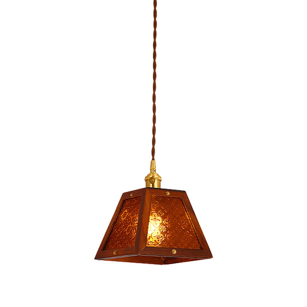 Suspension bois vintage E27 pour l'ambiance feutrée d'une chambre