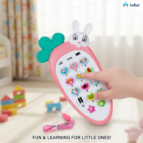 Image of FunBlast Cartoon Musical Mobile Phone for Kids, Mobile with Light & Sound Toys for Babies | Educational Toys for Kids 3+ Years /Boys /Girls-1 Unit (Radish-Pink)