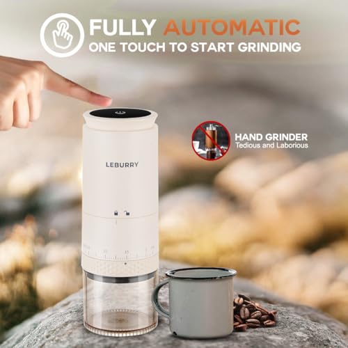 Image of Burr Coffee Grinder - Portable Espresso Grinder with Stainless Steel Conical Mill for Travel, Camping - Cordless /Rechargeable Electric Coffee Bean Grinders with 38 Adjustable Grind Settings