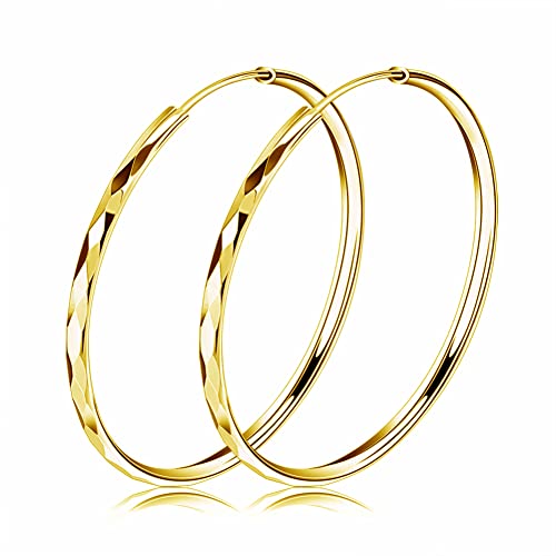Josfeva Boucles d'oreilles créoles en argent pour femmes, Boucles d'oreilles créoles torsadées en argent sterling 925, Grandes boucles d'oreilles créoles...