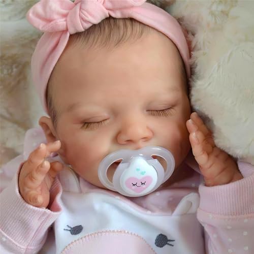 BABESIDE Lifelike Reborn Baby Dolls - 20-Inch Sweet Smile Real Life Realistic-Newborn Full Body Vinyl Sleeping Baby Girl with Toy Accessories Gift Set for Kids Age 3+