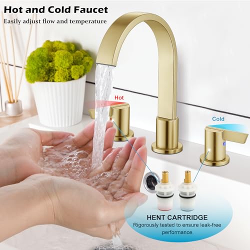 Midanya 8 Inch Widespread Bathroom Sink Faucet 3 Hole,Brushed Gold by Midanya - Used condition - Image 8