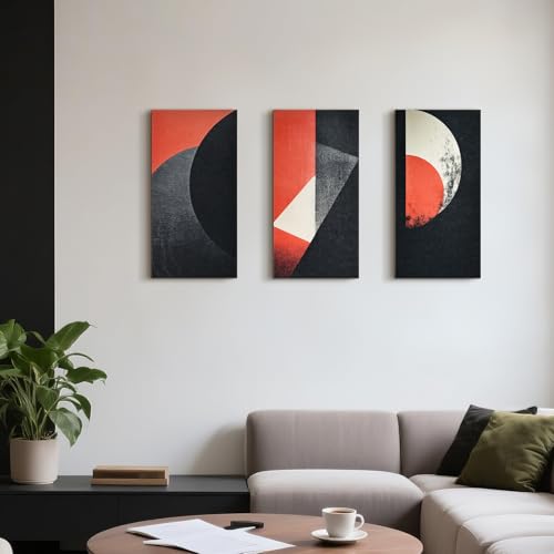 UMIACOUSTICS 3 Pcs 0.7Inch Thick Art Acoustic Panels,Decorative Acoustical Wall Panels, Sound Absorbing Art Panels for Home, Office, Hotel, Vermilion-Trace — view 4