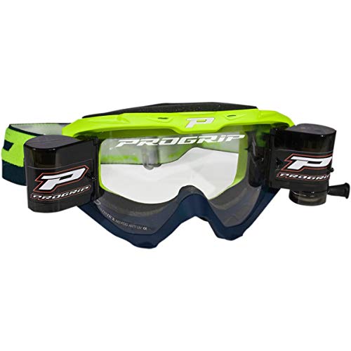Pro Grip 3450 Riot Mx Offroad Goggles W/Roll-Off System Fluo Yellow/Navy #TOP20