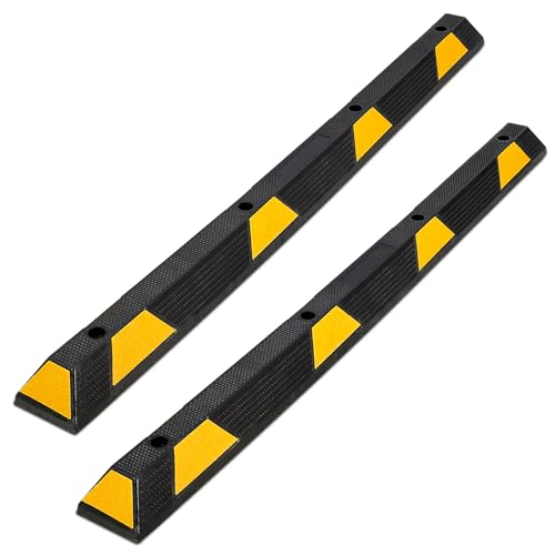 MegaChoice 2 Pack Heavy Duty Rubber Parking Curb, 72 Inch Parking Stopper for Garage, 55000 Lb Capacity with 8 Reflective Strips, for Driveways & Commercial Lots