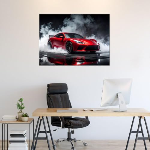 Voiture de sport rouge tableau déco salon bureau affiche sur toile 40x60