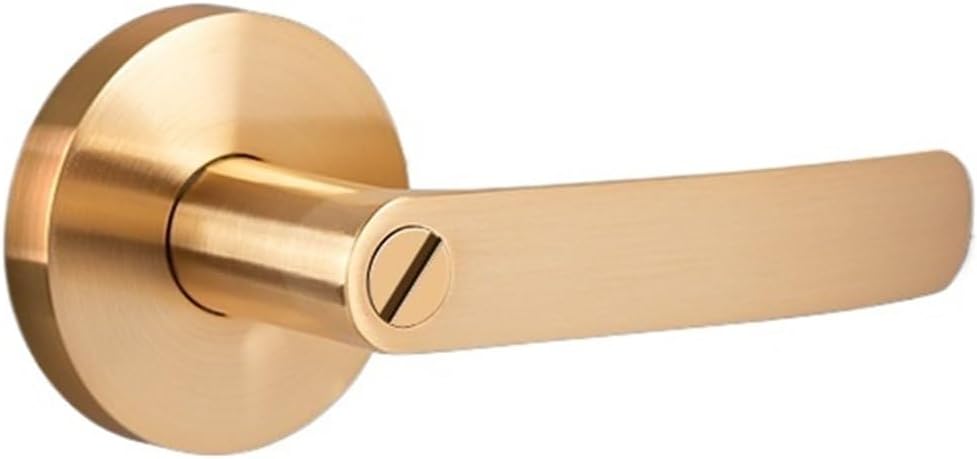 Bathroom Door Lock red Ancient Three-Pole Handle Lock Indoor Door Lock Three-Column Lock Hole-Free Ball Lock(Golden keyless Model)