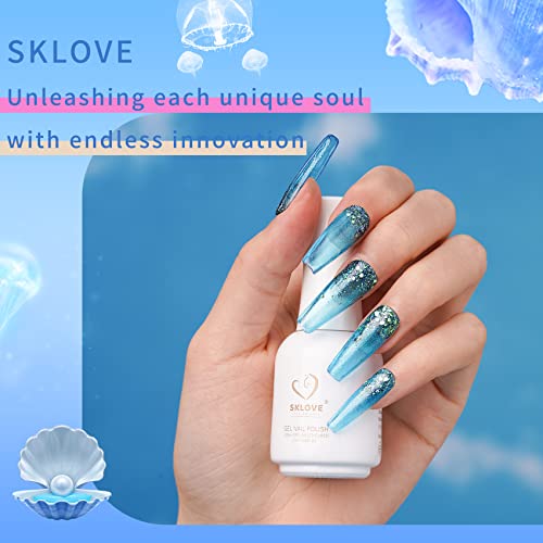Gel Nail Polish Shimmer Ocean Blue Glitter Gel Nail Polish 1Pcs 18Ml 0.6Floz Pearl Mermaid Gel Nail Polish Soak Off Uv Light Nail Art Diy Salon Manicure Gift For Women&Girls #TOP6