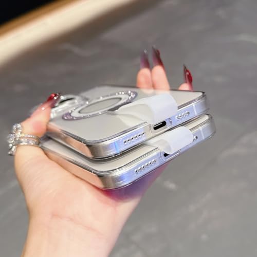 Coque paillettes iPhone 14 Pro dore, ecrin de luxe transparent magnetique - 2