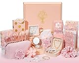 Birthday Gifts for Tween Teen Girls - 8 PCS Gifts Basket Teen Girl Gifts Trendy Stuff Girls Fun Empower Gift Box w/Task Tags Make up Brushes Makeup Bag, Graduation Gifts Idea for Her Niece Daughter