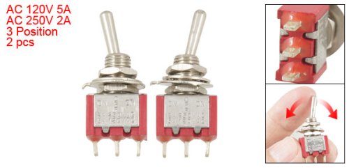 uxcell 2 Pcs AC 120V/5A 250V/2A on Off on SPDT Toggle Latching Switches