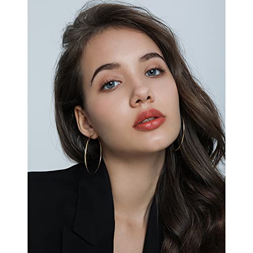 Cocamiky 9 Pairs Big Gold Hoop Earrings Set For Women Girls,Stainless Steel 14K Gold Plated Thin Hoops Rose Gold Silver Hypoallergenic Sterling Silver Post For Sensitive Ears Gold Jewelry #TOP1
