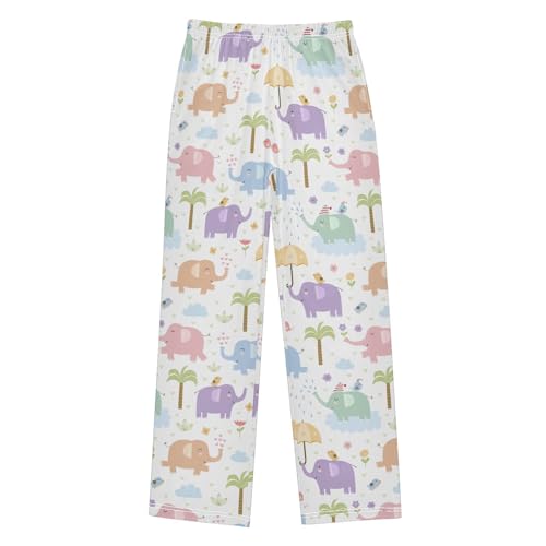 ZZXXB Colorful Elephants Boys Long Pants Soft Trousers Elastic Waist Kids Lounge Bottoms with Pockets S-XL