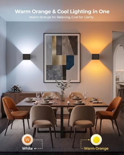 Motion Sensor Wall Lights with Remote, 5000mAh Rechargeable Battery Operated Wall Sconces, Wireless Indoor Up Down Lights, 12 RGB Colors, Warm Orange & Cool White for Hallway Stairs Bedroom, 2 Pack - image 6