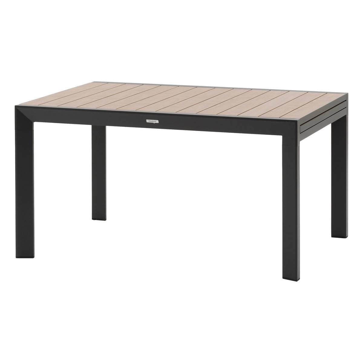 Hespéride - Table de Jardin Extensible Évasion - Effet Bois Honey/Graphite - 140 x 100 x 75 cm - Aluminium, 10 Places - pour Terrasse