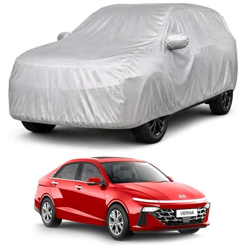 Image of Autofact Car Body Cover Compatible with Verna 2022-2026 | Custom Fit Car Cover | 100% Water-Resistant| Triple-Stitched Lightweight Fabric | Dustproof | Indoor & Outdoor Use | Elastic Bottom