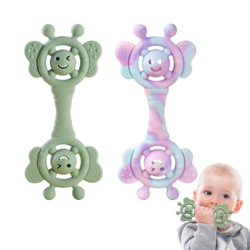 JUGUTA 2 Piezas Mordedor De Silicona Para Bebé – Juguete De Bebé Sensorial, Sin Bpa, Seguro, No Tóxico Y Fácil De Limpiar | Alivio Para La Dentición | Diseño De Animalitos, Suave Y Fácil De Aga