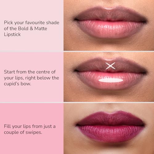 Image of Mila Beaute Bold & Matte Long-Lasting Lipstick | Highly Pigmented Soft Matte Finish | Lightweight & Hydrating with Jojoba Oil | Shade - (Runway Rose 4.2g) (Pack of 2)
