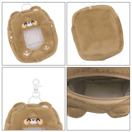 Cute Plush Photocard Holder with Keychain 3D Lovely Cartoon Photo Sleeve ID Credit Card Holder Protector4