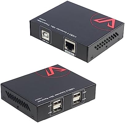 AV Access High Speed 4-portowy przedłużacz USB przez Cat5e/6 do 480 Mb/s, 4 × USB 2.0 Obsługuje 2 kamery internetowe USB synchronicznie i wszystkie systemy operacyjne, konstrukcja Plug and Play