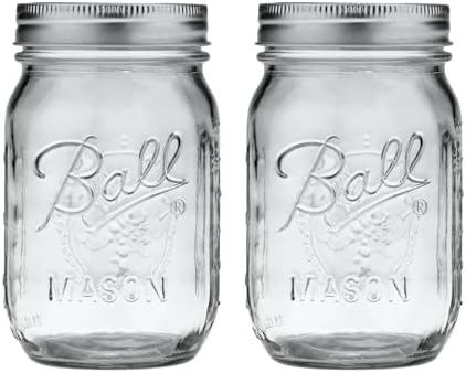 Ball Glass 389579 Pint Regular Mouth Mason, 2 Count (Pack of 1), Clear