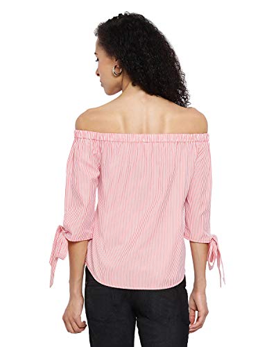 Image of oxolloxo Women's Off-Shoulder Cotton Striped Top