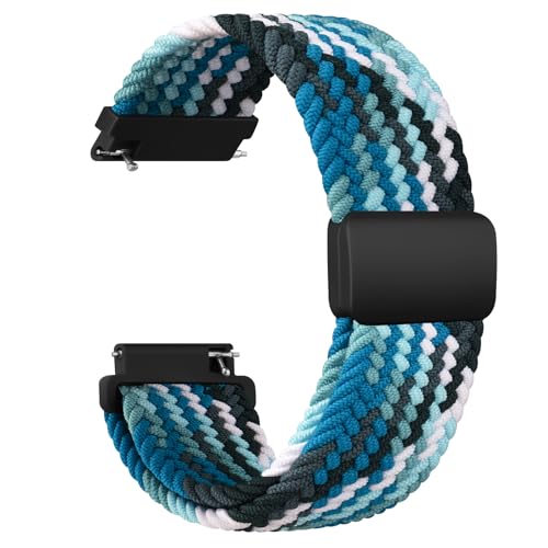 Braided Stretchy Straps Compatible with Fitbit Versa 2 Straps for Women Men,Fitbit Versa Strap,Soft Stretchy Adjustable Nylon Breathable Sport Strap for Fitbit Versa 2/Versa/Versa Lite/SE (Ocean Blue) - Image 3