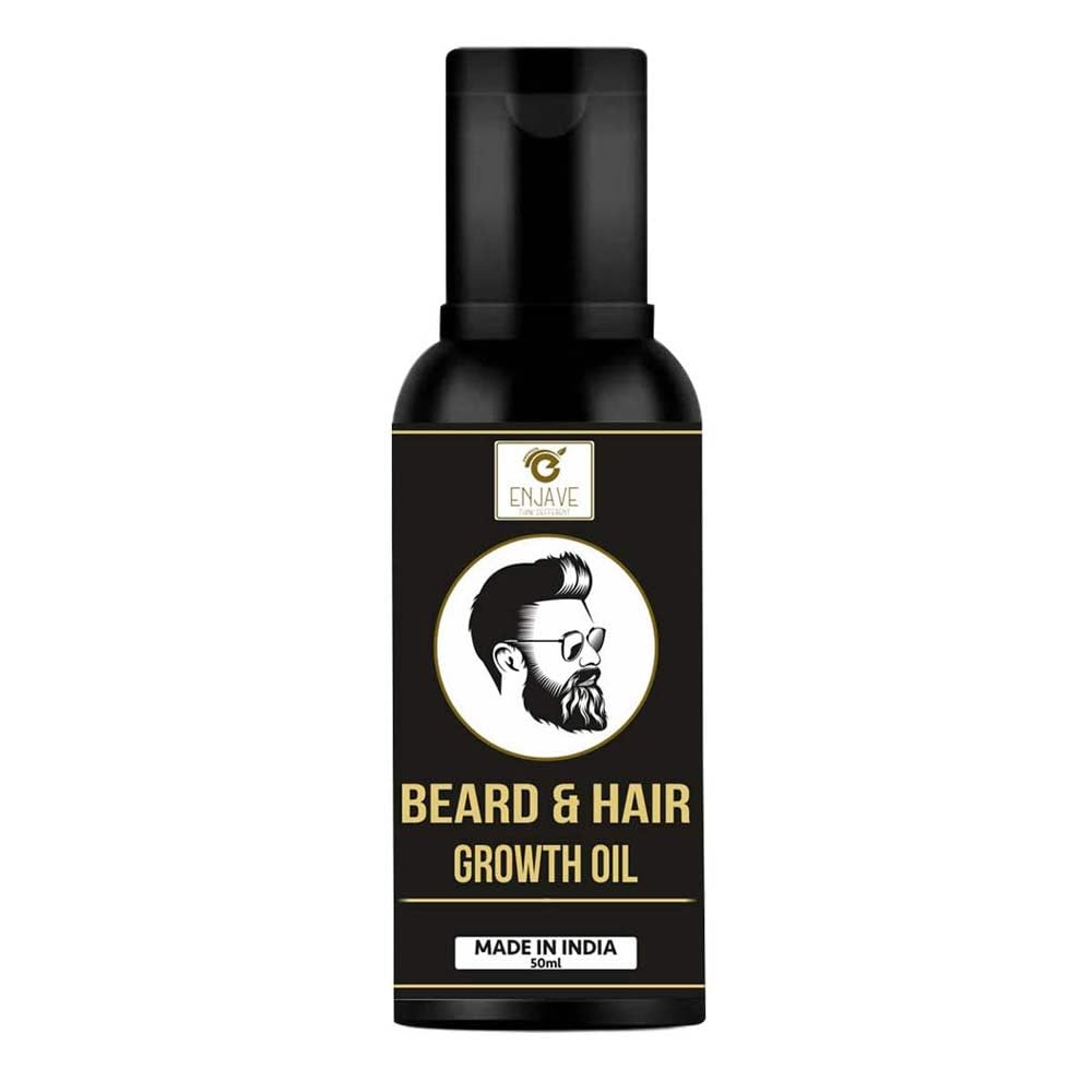 Enjave Beard Growth Oil - 50ml - More Beard Growth, With Redensyl, Oils including Jojoba Oil, Vitamin E, Nourishment & Strengthening, Beard Oil For Men, No Harmful Chemicals Pack Of 1