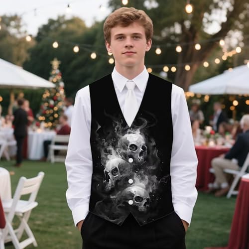 Mens Suit Vest with Pocket 3D Print Casual Business with Button Formal Dress Waistcoat Vests Size S - 4XL4