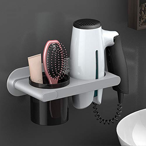 Preisvergleich Produktbild Badezimmerregal Wandtrocknerhalter Kunststoffregal Kammhalter Aufbewahrung Haartrockner Organizer Regal Badezimmerzubehör Sets 23cm Grau