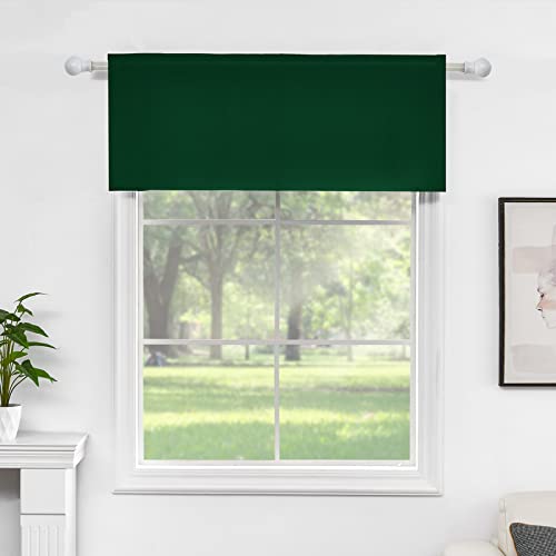 Christmas Decoration Hunter Green Valances For Windows - Rod Pocket Room Darkening Window Valance Curtains 18 Inch Length 2 Panels - Short Valances For Kitchen/Bathroom/Living Room/Bedroom/Cafe 42X18 #TOP1