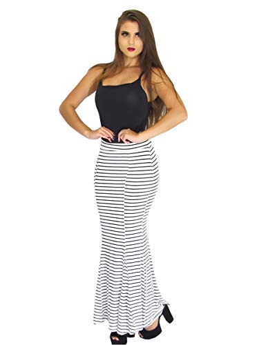 Saia Longa Rabo De Sereia Viscolycra Panicat (BRANCO/PRETO, P)