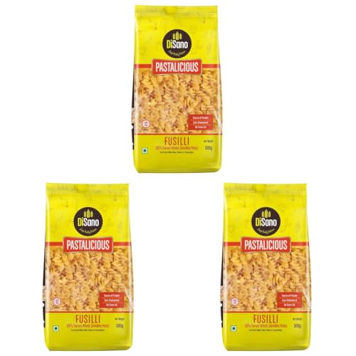 Image of DiSano Fusilli Pasta 500g, Healthy Pasta, Made with 100% Durum Wheat Semolina, 100% Suji, No Maida, Source of Protein & Fibre, Non-Sticky (Pack of 3)