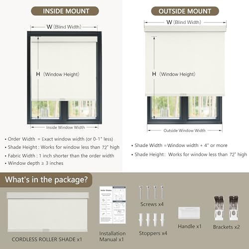 Image of SUNOFF Cordless Blackout Roller Shades Blinds for Windows,62 inchW x 72 inchH,Beige
