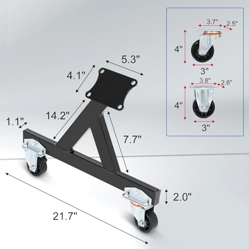 Image of Metal Engine Stand for LS Series V8 Engines - Heavy Duty Steel Cradle (2 PCS), Rolling Storage Stand with Swivel Casters, Engine & Transmission Storage Support, Black