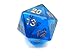 Transparent Sapphire with Gold Numbers 20 Sided Dice 55mm Koplow by Koplow Games
