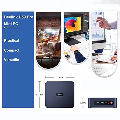 Beelink 11Th Gen 4 Cores Celeron N5105 (Up To 2.9Ghz) U59 Pro Mini Pc, 8Gb Ddr4 500Gb Ssd Mini Desktop Computer, Small Pc Supports Dual Gigabit Ethernet Nic, Wifi 5, Dual Hdmi 4K, Usb-C #TOP5